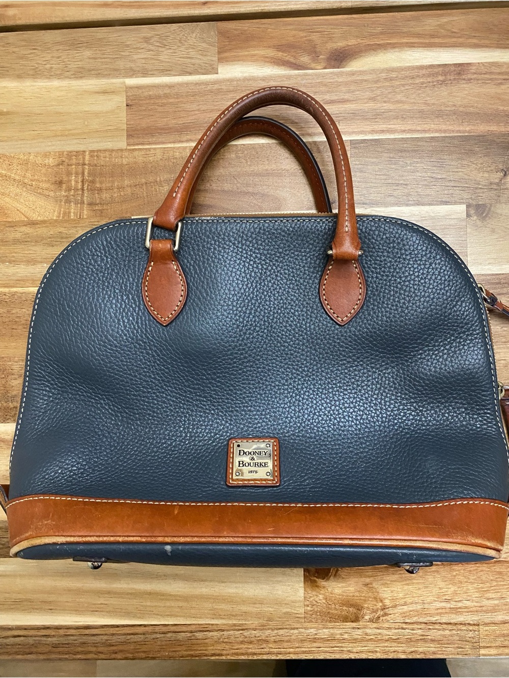 Dooney & Bourke Zip Dark Gray Pebble Grain Leather Satchel/Crossbody Handbag